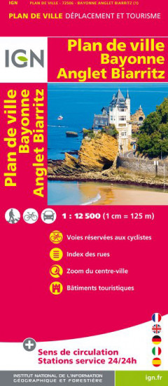 detail Bayonne / Anglet / Biarritz 1:12,5t plán města IGN