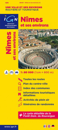 detail Nîmes & okolí 1:80t mapa IGN