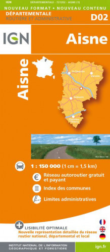 Aisne departement 1:150.000 mapa IGN