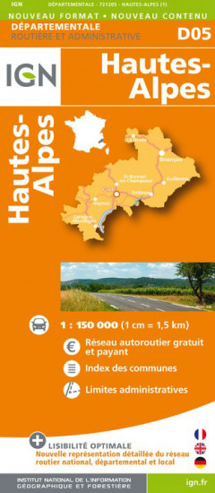 detail Hautes-Alpes departement 1:150.000 mapa IGN