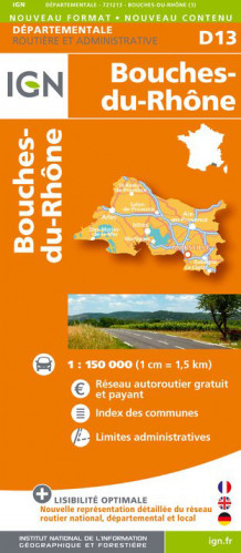 Bouches-du-Rhône departement 1:150.000 mapa IGN