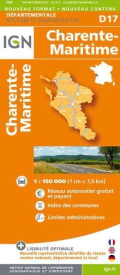 detail Charente-Maritime departement 1:150.000 mapa IGN