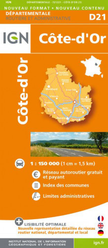 Côte-d´Or departement 1:150.000 mapa IGN
