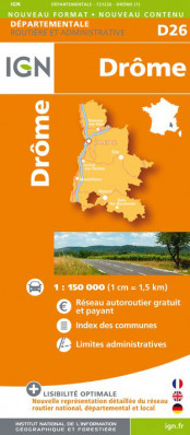 Drôme departement 1:150.000 mapa IGN