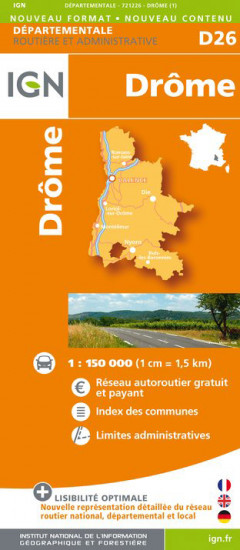 detail Drôme departement 1:150.000 mapa IGN