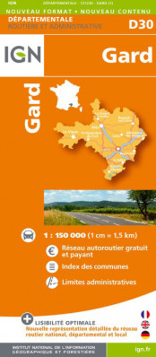 Gard departement 1:150.000 mapa IGN