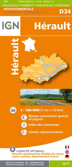 detail Hérault departement 1:150.000 mapa IGN