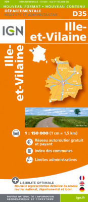 Ille-et-Vilaine departement 1:150.000 mapa IGN