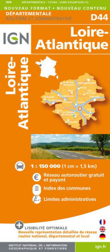 Loire Atlantique departement 1:150.000 mapa IGN