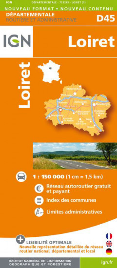detail Loiret departement 1:150.000 mapa IGN