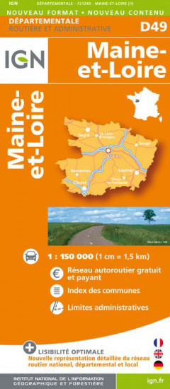 detail Maine-et-Loire departement 1:150.000 mapa IGN