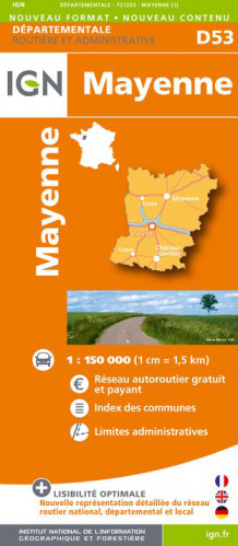 Mayenne departement 1:150.000 mapa IGN