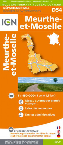 Meurthe-et-Moselle departement 1:150.000 mapa IGN