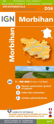 Morbihan departement 1:150.000 mapa IGN