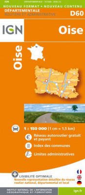 Oise departement 1:150.000 mapa IGN