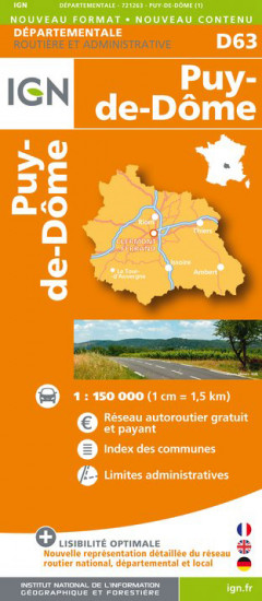 detail Puy-de-Dôme departement 1:150.000 mapa IGN