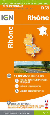 Rhône departement 1:150.000 mapa IGN