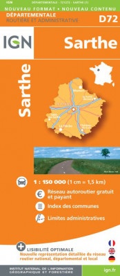 Sarthe departement 1:150.000 mapa IGN