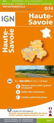 Haute-Savoie departement 1:150.000 mapa IGN
