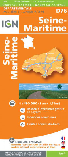 detail Seine-Maritime departement 1:150.000 mapa IGN