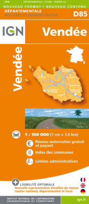 Vendée departement 1:150.000 mapa IGN