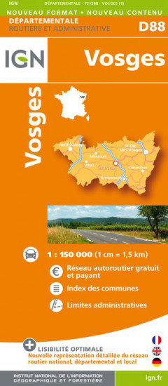 detail Vosges departement 1:150.000 mapa IGN