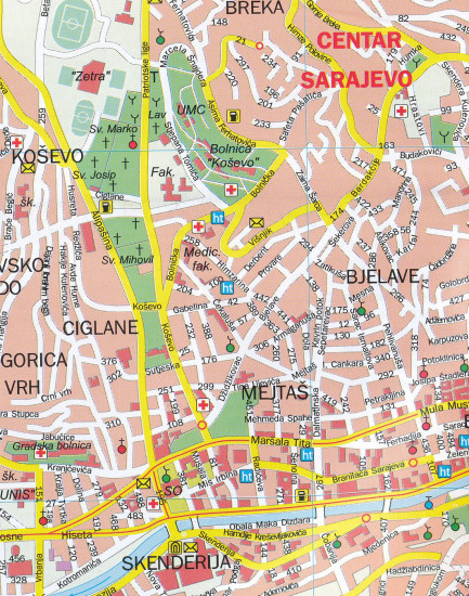 detail Sarajevo 1:20.000 plán města IS