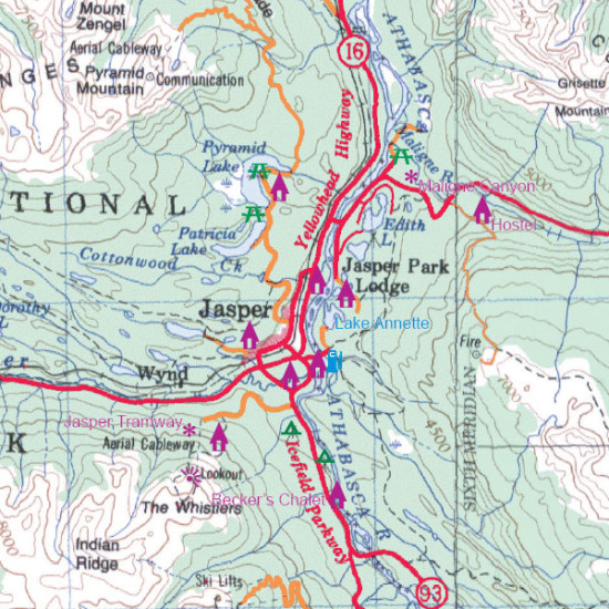 detail Jasper NP & severní Alberta (Jasper National park & Northern Alberta) 1:250t/1:1