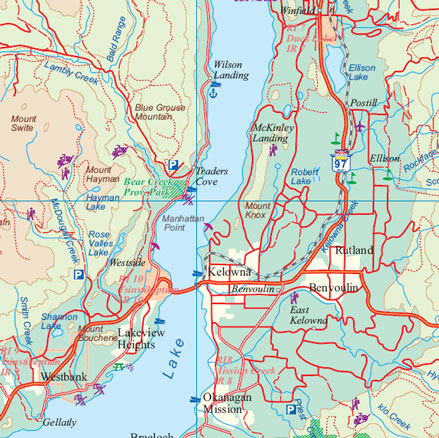 detail Okanagan & Shuswap 1:200t mapa ITM