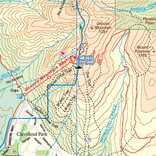 detail Vancouver´s Northshore Hiking Trails 1:40t/1:1,25m mapa ITM