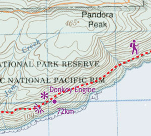 detail West Coast Trail & Carmanah Valley 1:50t mapa ITM