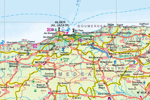 detail Alžírsko & Alger (Algeria & Alger) 1:2m mapa ITM