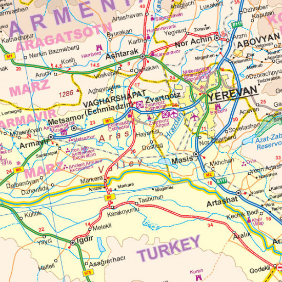 detail Arménie & Ázerbajdžán (Armenia & Azerbaijan) 1:430t mapa ITM