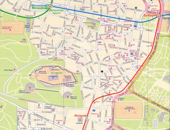 detail Athény (Athens) 1:9t mapa ITM