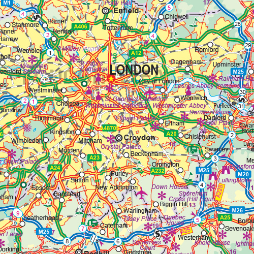 detail Velká Británie (Great Britain) 1:650t mapa ITM