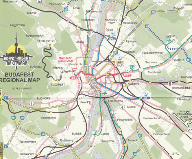 detail Budapešť (Budapest) 1:10t mapa ITM