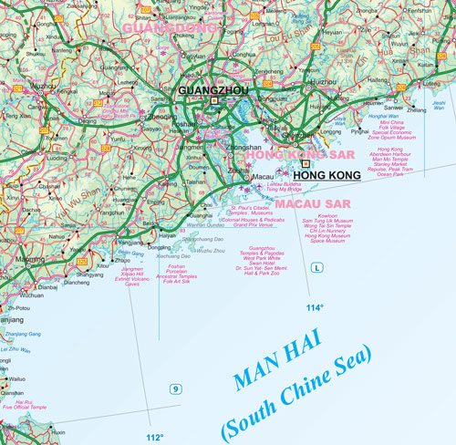 detail Čína (China) 1:3,8m mapa ITM