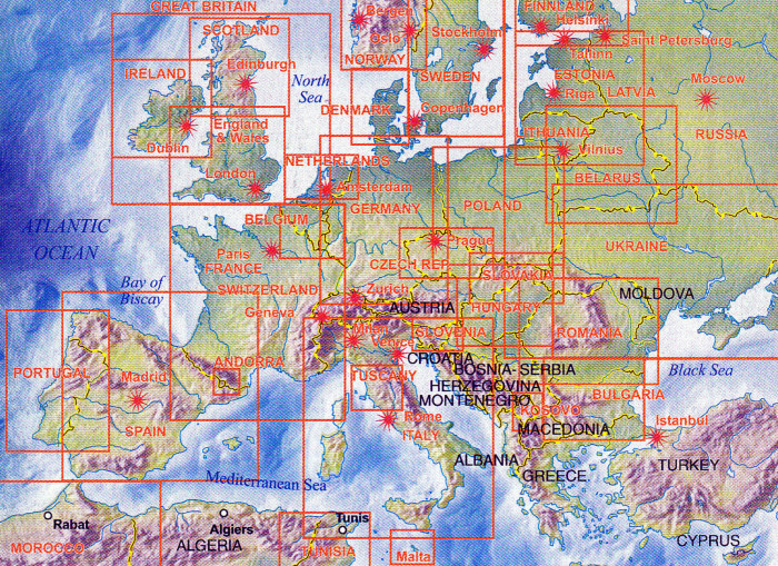detail Evropa (Europe) 1:2,5m mapa ITM