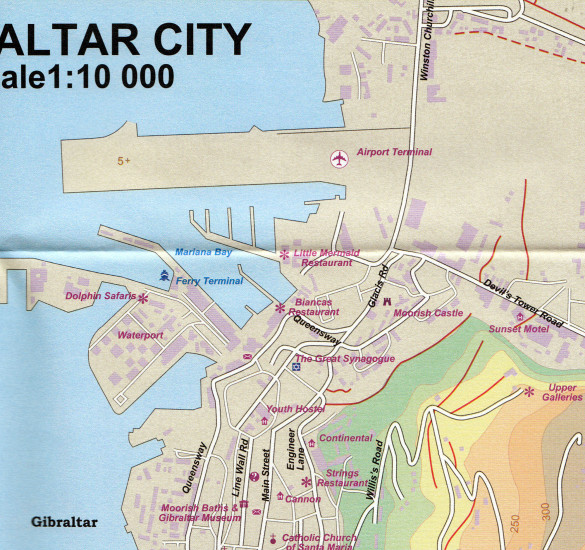 detail Gibraltar 1:10t/1:80t mapa ITM