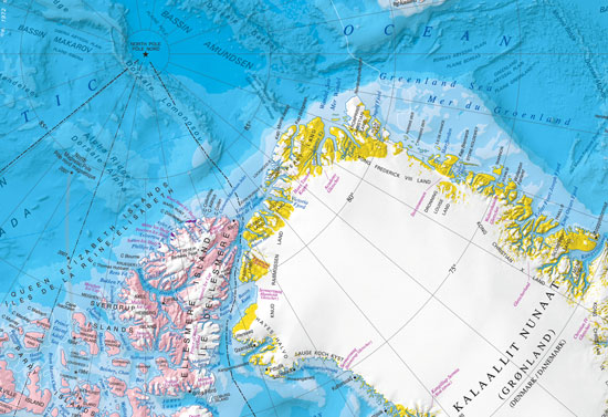 detail Grónsko & Severní pól (Greenland & North Pole) 1:3m/1:1:9m mapa ITM