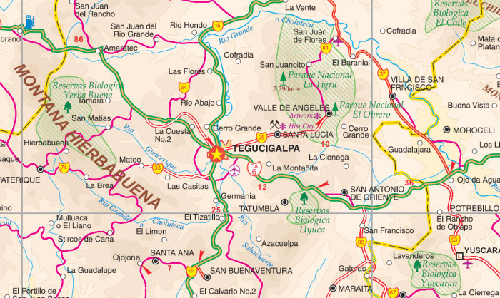 detail Honduras 1:750t mapa ITM