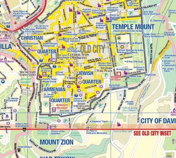 detail Jeruzalém & Izrael sever (Jerusalem & Israle North) 1:12t/1:225t mapa ITM