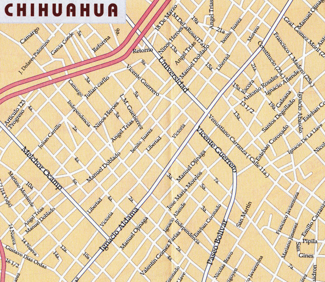detail Mexiko (Mexico Sonora & Chihuahua) 1:1m mapa ITM