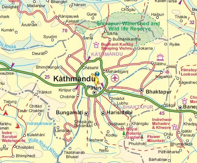 detail Nepal & Kathmandu 1:530t mapa ITM