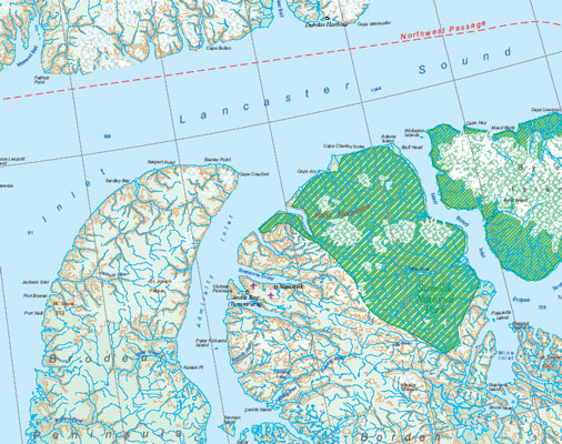 detail Nunavut 1:1,85m mapa ITM