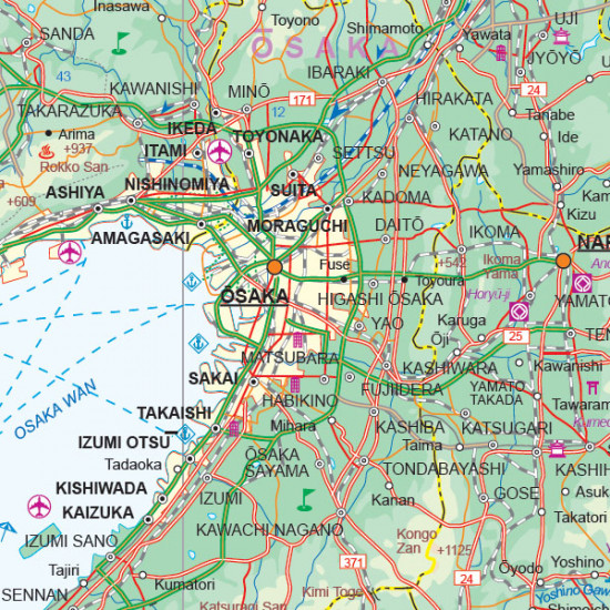 detail Osaka & Japonsko západ (Osaka & Western Japan) 1:12,5t/1:670t mapa ITM