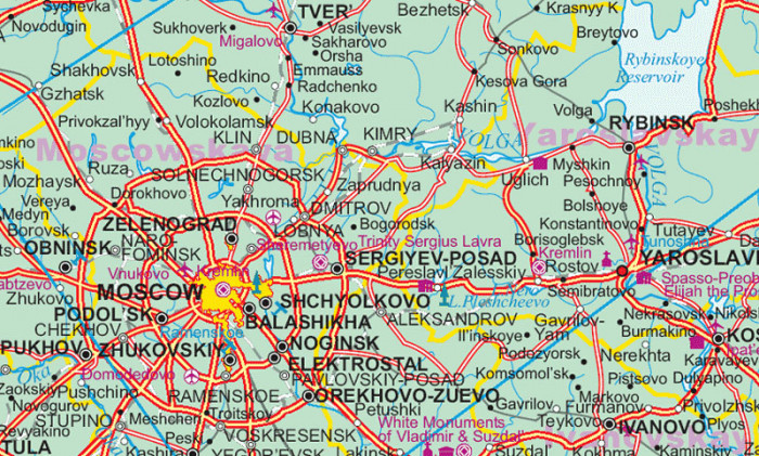 detail Rusko & Moskva (Russia & Moscow) 1:6m mapa ITM