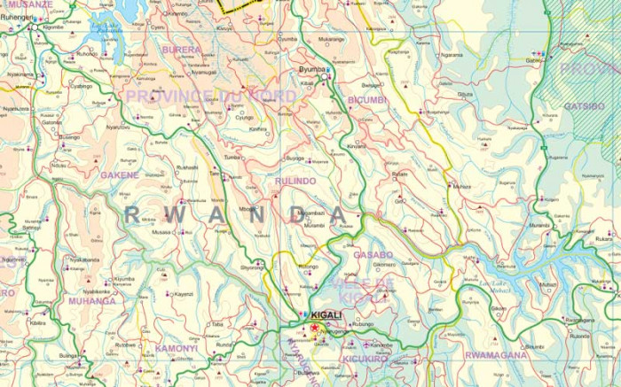 detail Rwanda & Burundi 1:300t mapa ITM