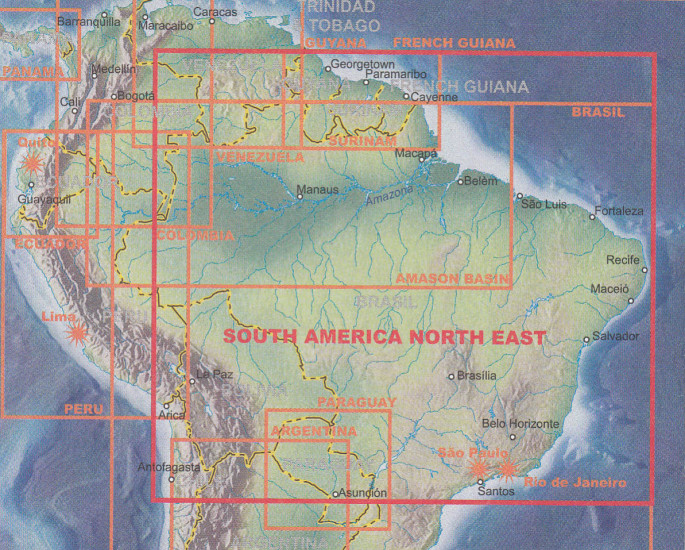 detail Jižní amerika severovýchod (South America North East) 1:2,8m mapa ITM