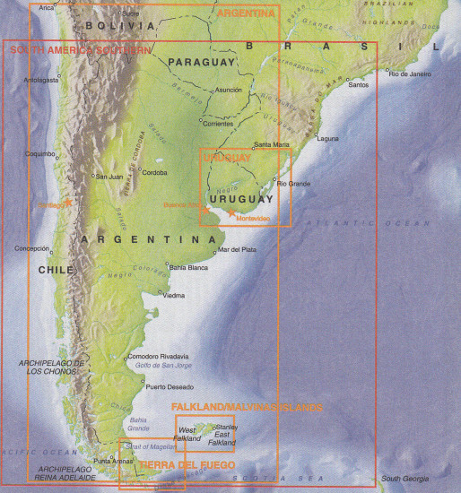 detail Jih Jižní Ameriky (South America Southern) 1:2,8m mapa ITM